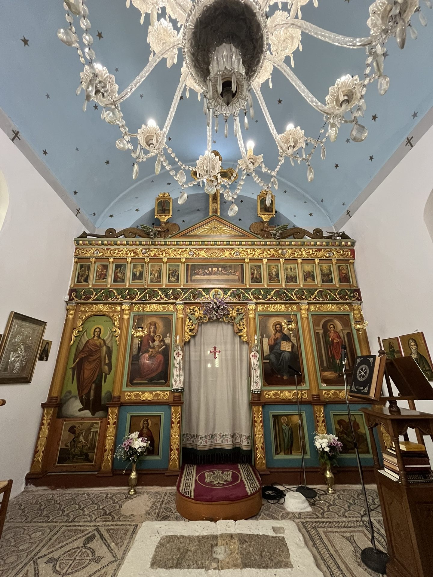 Iconostasis under a starry blue vault