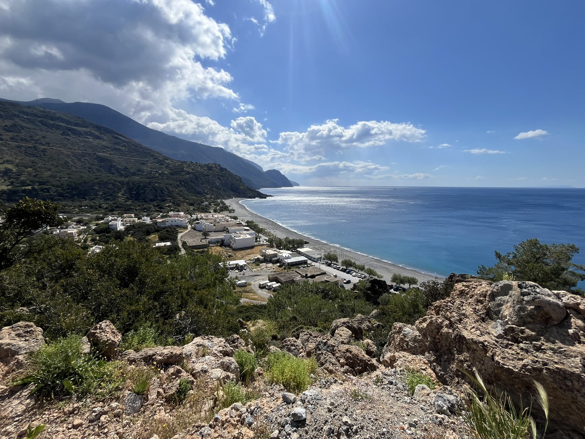 Sougia bay and the village by day