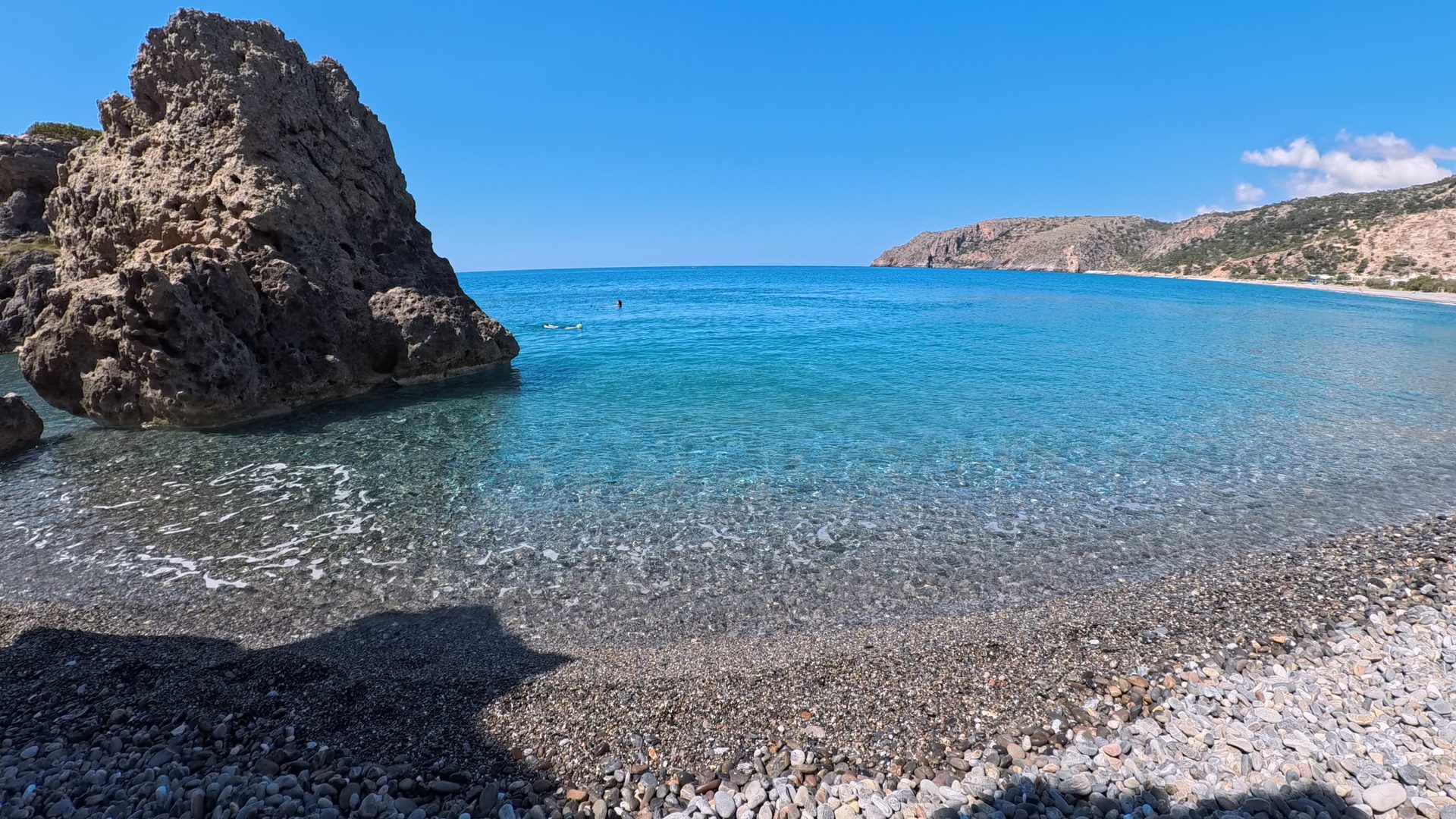 A turquoise cove beside a rock