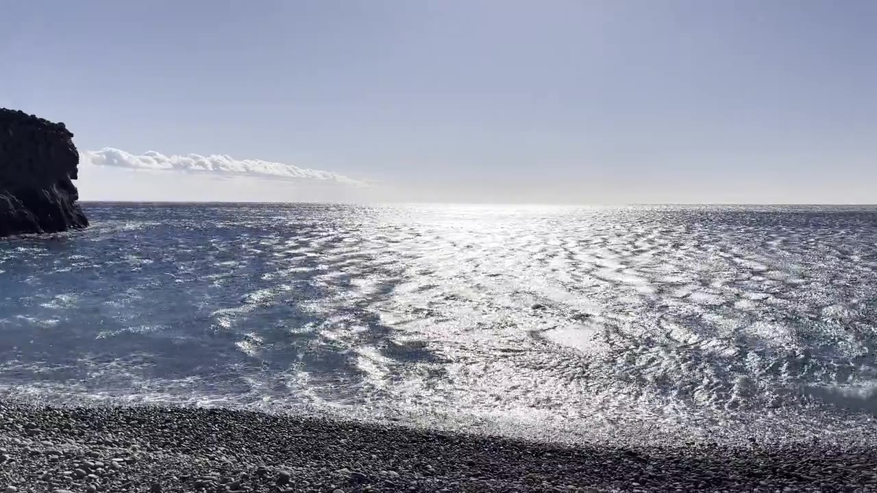 Wind on the open sea, the light breaking on the water in winter